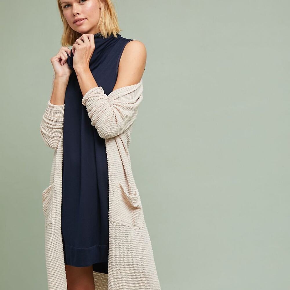 Anthropologie Saturday Sunday Carly Cowl-Neck Navy Soft Dress S